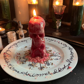 red skull candle